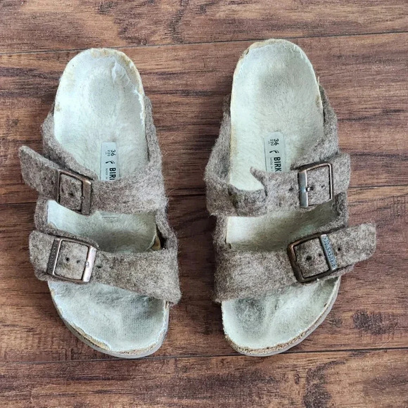 Birkenstock 230 Womens Happy Lamb Sandals Size 36 Wool Felt Hippie - Picture 2 of 10